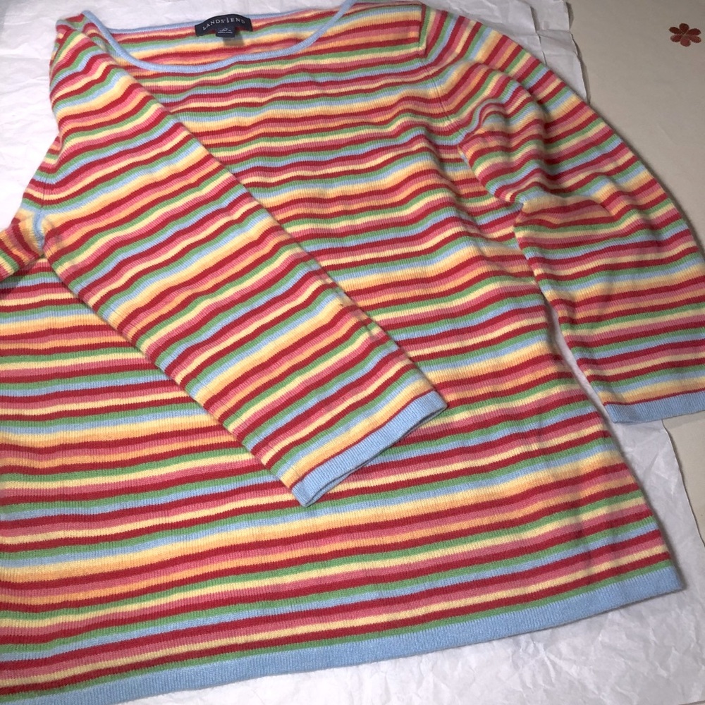 Land’s End Colorful Striped Cashmere Sweater